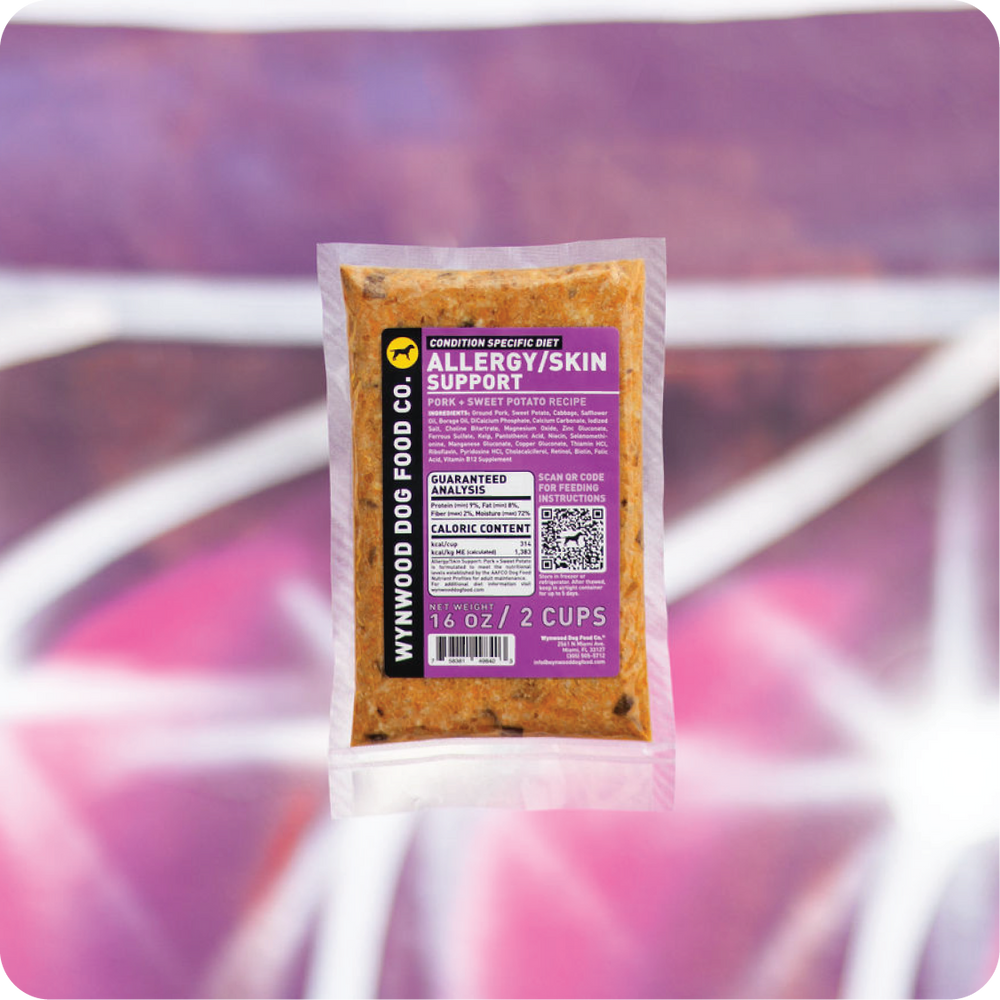 Image showcasing Allergy/Skin Support Dog Food | Pork & Sweet Potato Formula